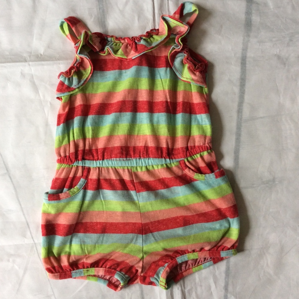 Splendid Ruffle Striped One-Piece Romper 3T